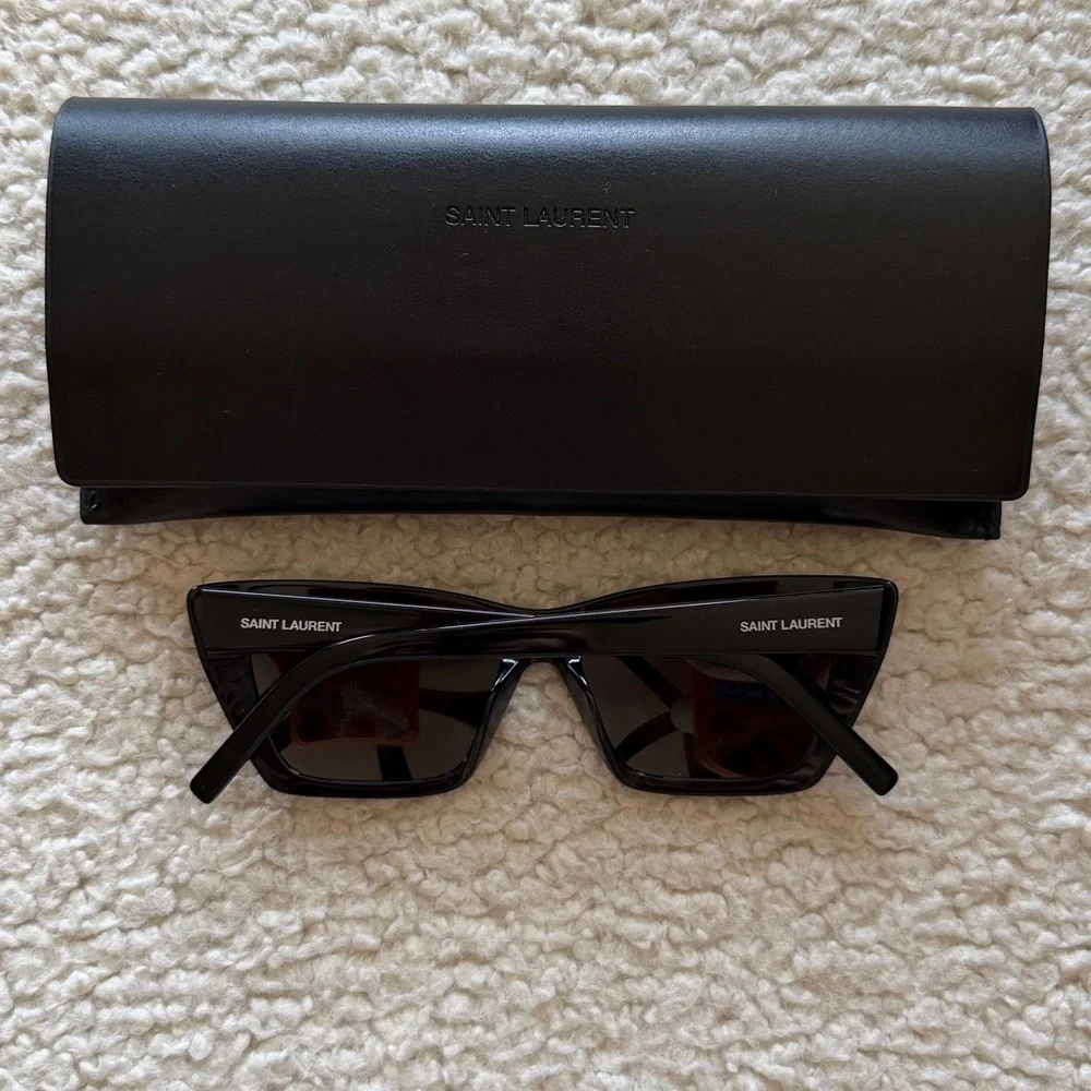 NEW / SAINT LAURENT MICA SUNGLASSES / cat eye acetate sunglasses black - Picture 4 of 9